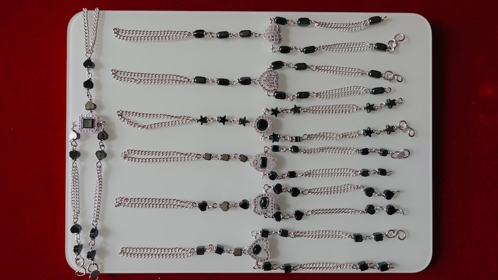 Elegant Silver Pocha (Black Square Beads) for Girl - A Precious Gift (5+ Months)