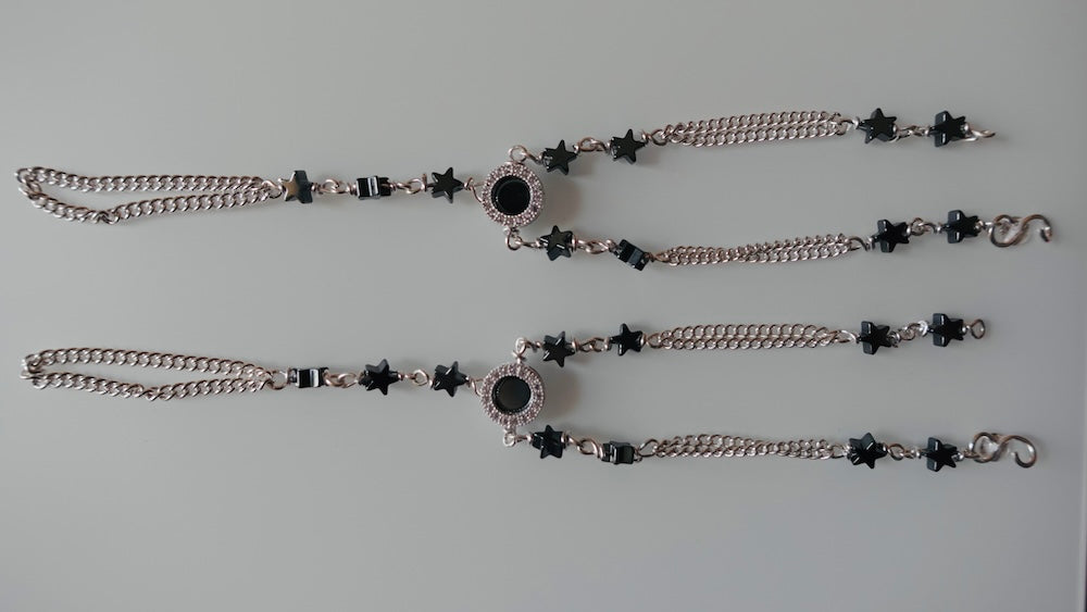 Elegant Silver Pocha (Black Square Beads) for Girl - A Precious Gift (5+ Months)