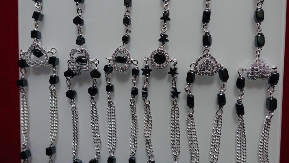 Elegant Silver Pocha (Black Square Beads) for Girl - A Precious Gift (5+ Months)