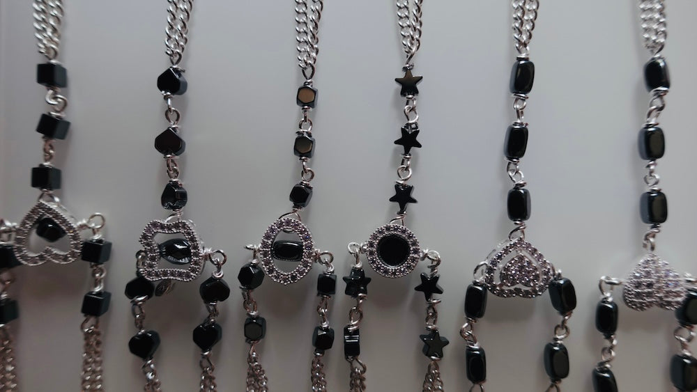 Elegant Silver Pocha (Black Square Beads) for Girl - A Precious Gift (5+ Months)