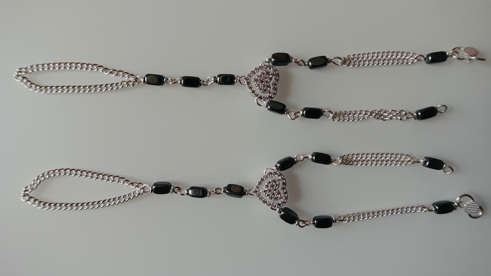 Elegant Silver Pocha (Black Square Beads) for Girl - A Precious Gift (5+ Months)