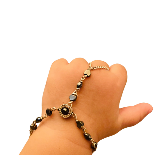 Elegant Silver Pocha (Black Square Beads) for Girl - A Precious Gift (5+ Months)