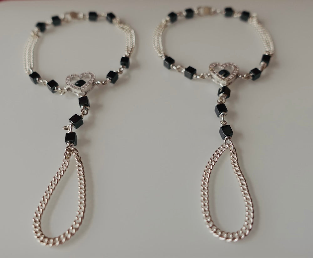 Elegant Silver Pocha (Black Square Beads) for Girl - A Precious Gift (5+ Months)