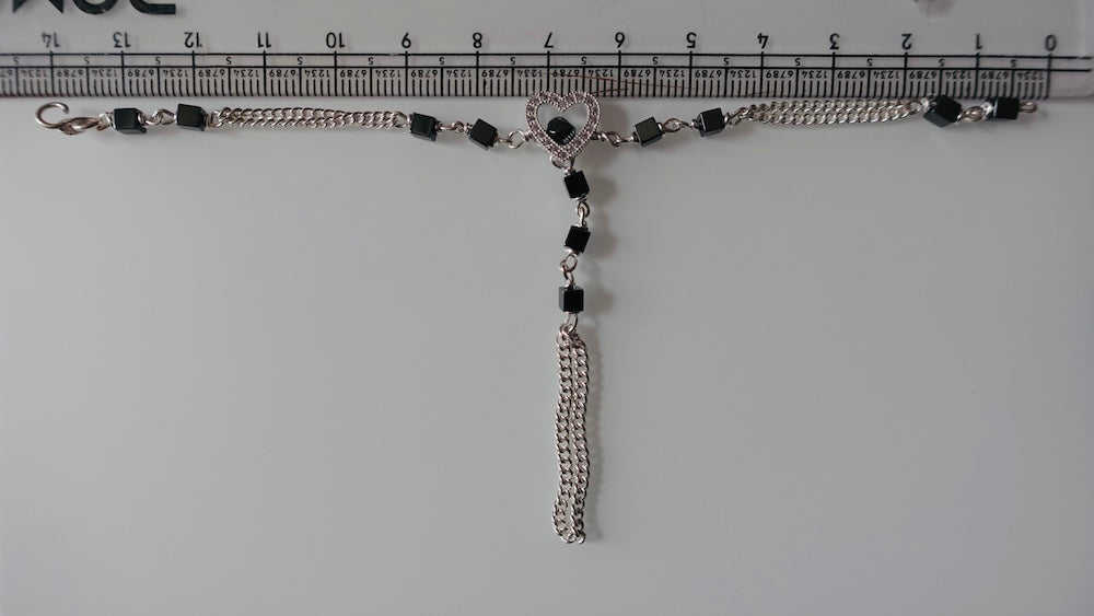 Elegant Silver Pocha (Black Square Beads) for Girl - A Precious Gift (5+ Months)